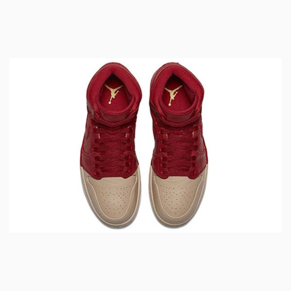 Nike Retro HI PRM University Tan Basketskor Air Jordan 1 Dam Röda Rosa | JD-158XK