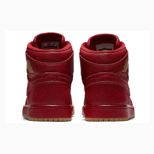 Nike Retro HI PRM University Tan Basketskor Air Jordan 1 Dam Röda Rosa | JD-158XK