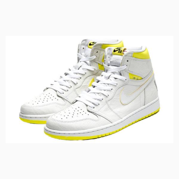 Nike Retro High OG First Class Flight Basketskor Air Jordan 1 Herr Vita Gula | JD-942DI