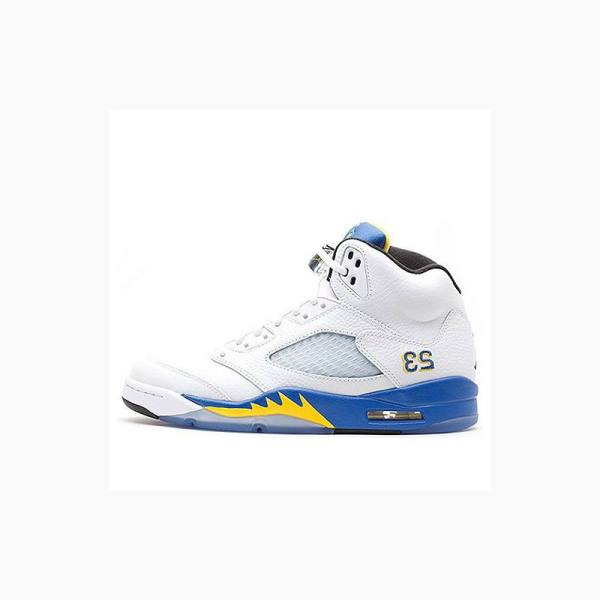 Nike Retro Laney Basketskor Air Jordan 5 Herr Vita Blå | JD-294HL