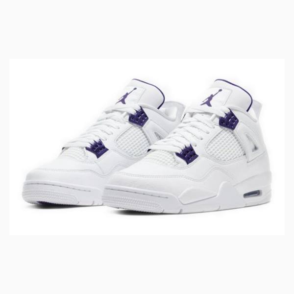 Nike Retro Metallic Pack Basketskor Air Jordan 4 Herr Vita Lila | JD-729RY