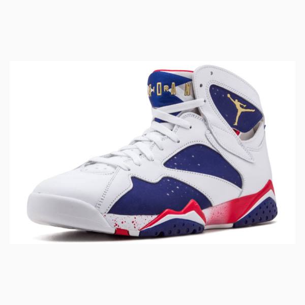 Nike Retro Olympic Tinker Alternate Basketskor Air Jordan 7 Herr Vita Röda Marinblå | JD-274WT