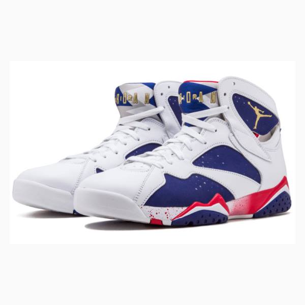 Nike Retro Olympic Tinker Alternate Basketskor Air Jordan 7 Herr Vita Röda Marinblå | JD-274WT