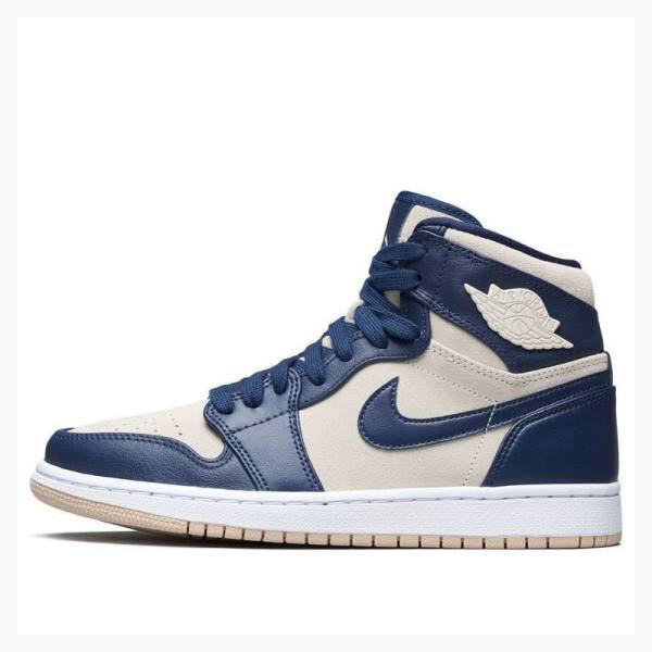 Nike Retro PREM Midnight Basketskor Air Jordan 1 Dam Marinblå | JD-670NV