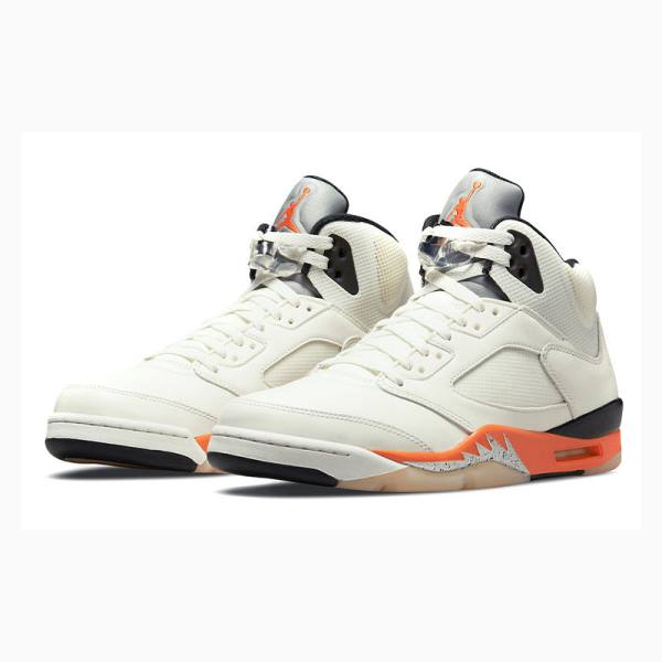 Nike Retro Shattered Backboard Basketskor Air Jordan 5 Herr Vita Orange | JD-876GP