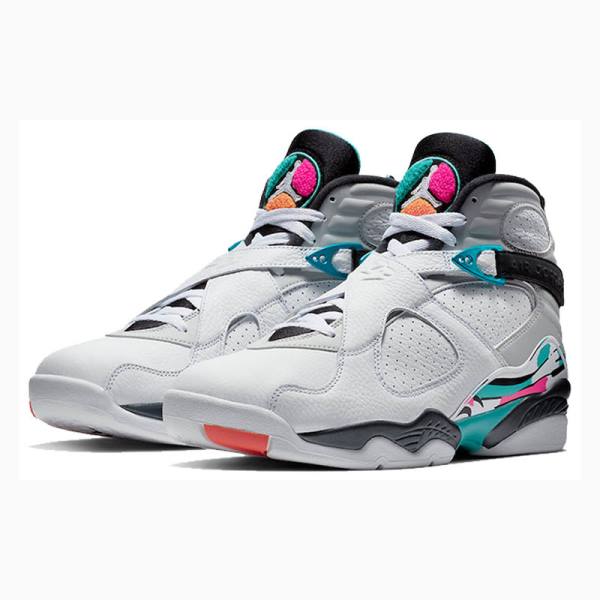 Nike Retro South Beach Basketskor Air Jordan 8 Herr Vita Lila Blå | JD-047MK