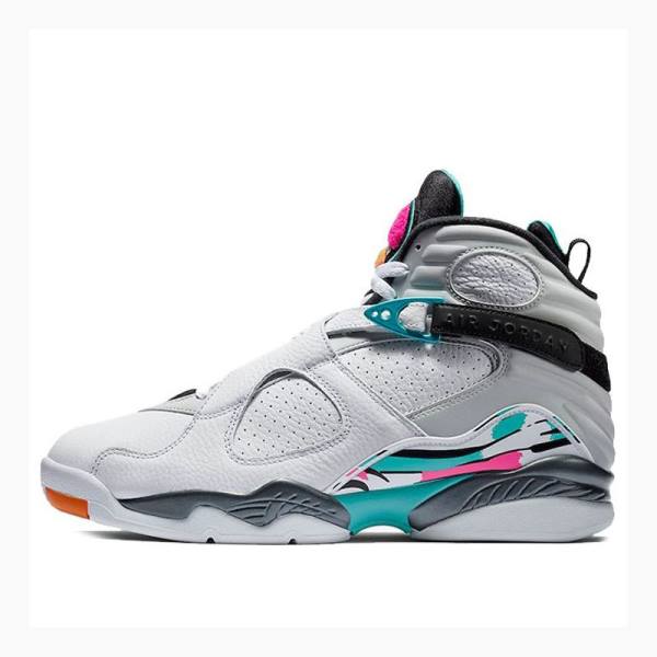 Nike Retro South Beach Basketskor Air Jordan 8 Herr Vita Lila Blå | JD-047MK