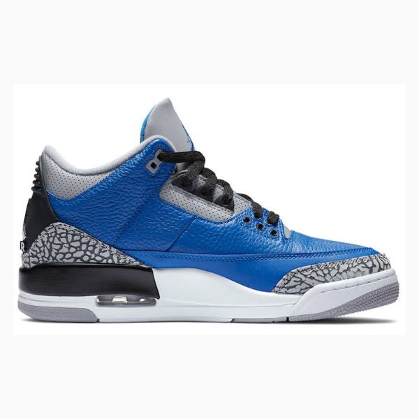 Nike Retro Varsity Royal Basketskor Air Jordan 3 Herr Blå Grå | JD-351ID