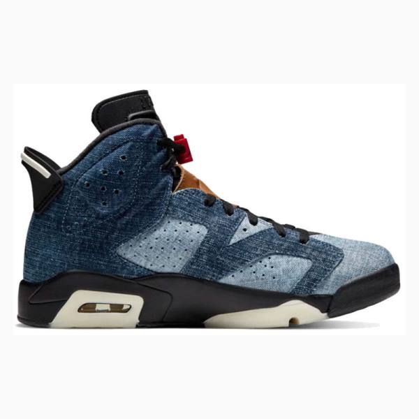 Nike Retro Washed Denim Basketskor Air Jordan 6 Herr Svarta Blå | JD-287GM