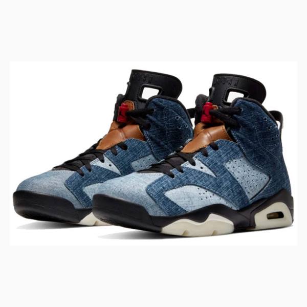 Nike Retro Washed Denim Basketskor Air Jordan 6 Herr Svarta Blå | JD-287GM