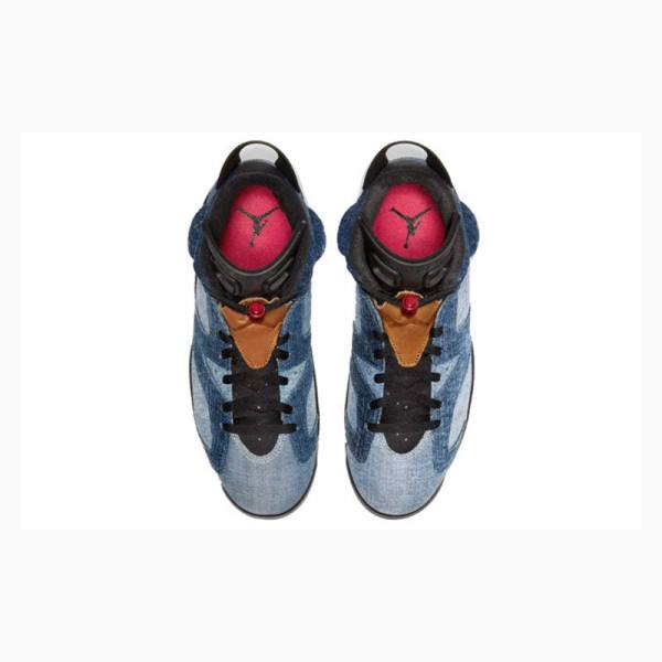 Nike Retro Washed Denim Basketskor Air Jordan 6 Herr Svarta Blå | JD-287GM