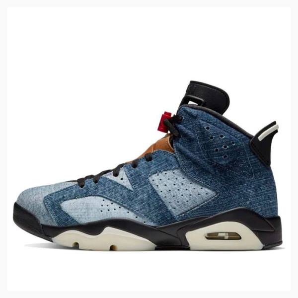 Nike Retro Washed Denim Basketskor Air Jordan 6 Herr Svarta Blå | JD-287GM