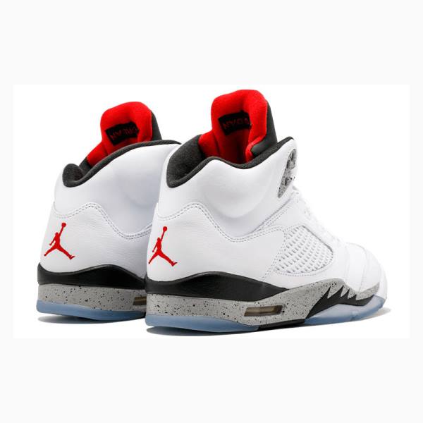 Nike Retro White Cement Basketskor Air Jordan 5 Herr Vita Svarta Röda | JD-357LT