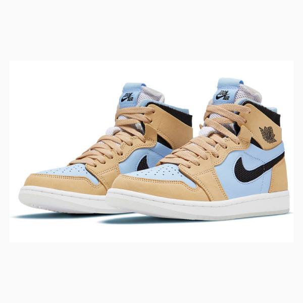 Nike Zoom Air CMFT 'Sesame' Basketskor Air Jordan 1 Dam Blå Beige | JD-172HV