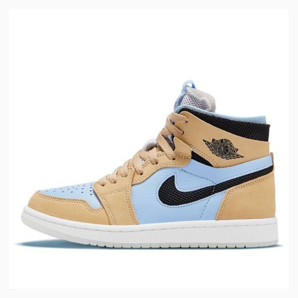 Nike Zoom Air CMFT \'Sesame\' Basketskor Air Jordan 1 Dam Blå Beige | JD-172HV