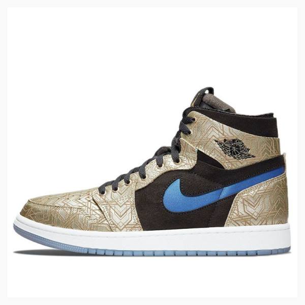 Nike Zoom CMFT Laser Basketskor Air Jordan 1 Herr Guld Svarta | JD-069DN